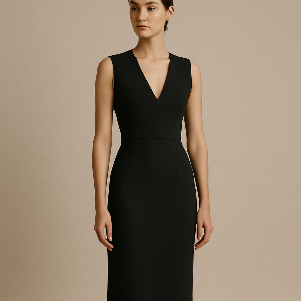Sculpted Crepe Midi Dress