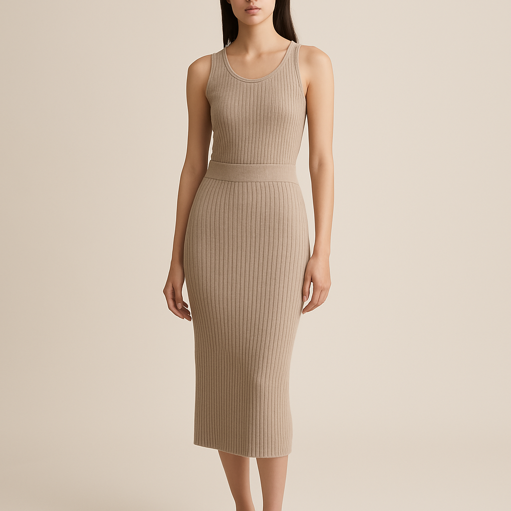 Ribbed Knit Midi Skirt